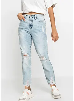 Džíny Mom s obnošenými efekty, High Waist, bonprix