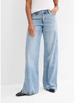 Džíny Loose, Straight, Mid Waist, nízký podíl streče, bonprix