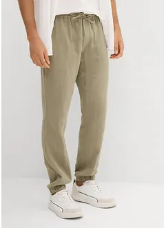 Mušelínové kalhoty bez zapínání, Regular Fit, Tapered, bonprix