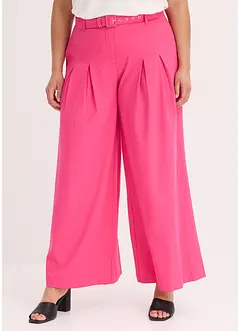 Kalhoty se sklady v pase a páskem (2dílná souprava), bonprix