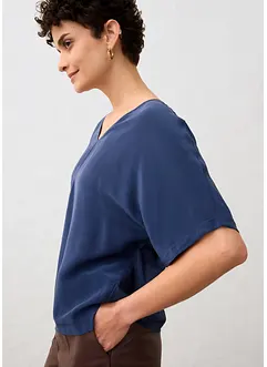 Triko  s podílem hedvábí a tkanou vsadkou, bonprix