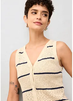 Ažurová pletená vesta s podílem lnu, bonprix