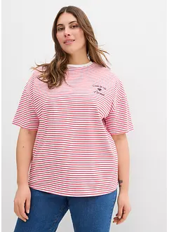 Pruhované triko s výšivkou, bonprix