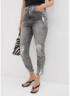 Džíny Mom s obnošenými efekty, High Waist, bonprix