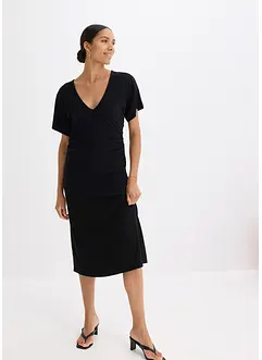 Žebrované žerzejové šaty s postranním nařasením, bonprix