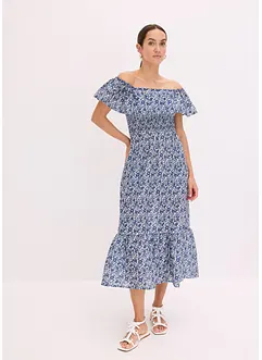 Boho midi šaty s výstřihem Carmen, z lehké bavlny, bonprix