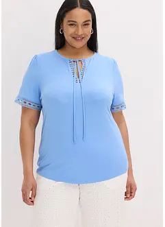 Úpletová tunika s krajkovým pásem, bonprix