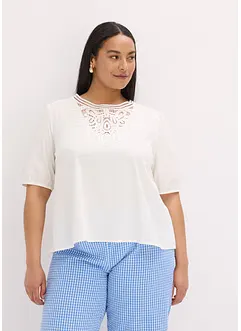 Halenka s krátkým rukávem a krajkou, bonprix