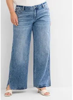 Džíny Loose, Straight, Mid Waist, nízký podíl streče, bonprix