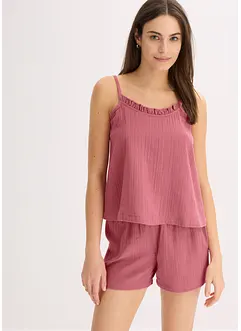 Krátké pyžamo z měkkého mušelínu, se špagetovými ramínky, bonprix