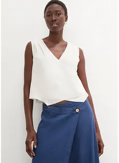 Halenkový top z čistého lnu, se zavinovacím vzhledem, bonprix