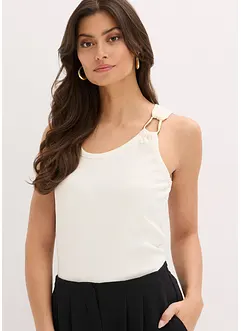 Žebrovaný top s tepanou ozdobnou sponou, bonprix