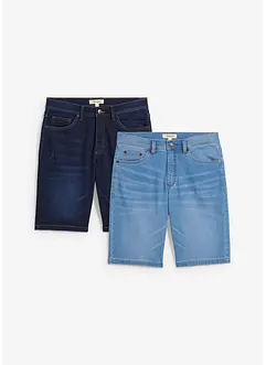 Bermudy z džínové teplákoviny, Slim Fit (2 ks v balení), bonprix