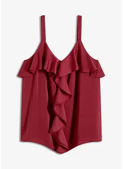 Top s úzkými ramínky, z lesklého saténu, bonprix