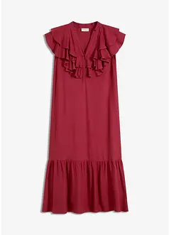 Midi šaty s volány, ze strukturovaného krepu, bonprix