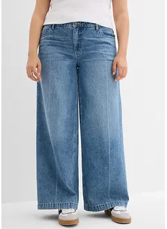 Džíny Wide Leg, Mid Waist, Low Stretch, Full Length, bonprix