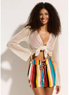 Průhledný plážový pletený kabátek s ažurovým vzorem, bonprix