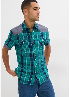 Košile s krátkým rukávem a džínovou aplikací, bonprix