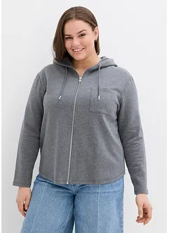 Mikina na zapínání, s kapucí, z měkkého materiálu scuba, bonprix