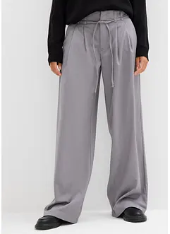 Kalhoty se sklady v pase a vázačkou, bonprix