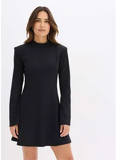 Minišaty s áčkovým střihem a trumpetovými rukávy, bonprix