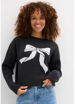 Pletený svetr s mašlí, bonprix