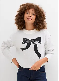 Pletený svetr s mašlí, bonprix