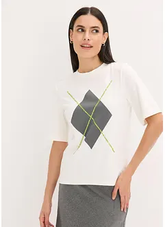 Triko s polodlouhým rukávem, flitry a potiskem, bonprix