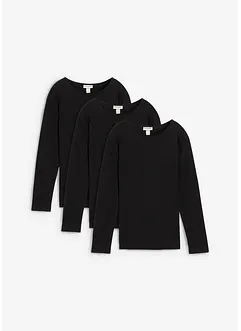 Triko s dlouhým rukávem, z čisté bavlny (3 ks), bonprix