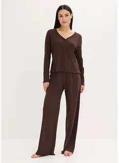 Pyžamo z žebrovaného materiálu, s knoflíkovou lištou, bonprix