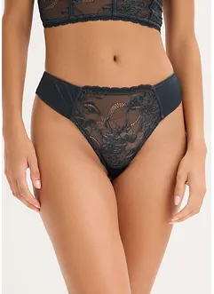 Kalhotky tanga s jemnou krajkou a lesklým efektem, bonprix
