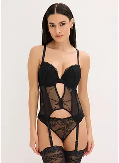 Korzet s kosticemi a tanga s elegantní výšivkou (2dílná souprava), bonprix