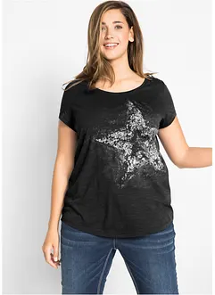 Bavlněné triko se žíhaným vláknem, krátký rukáv, bonprix