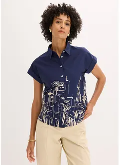 Popelínová oversize halenka s krátkým rukávem, z bavlny, bonprix