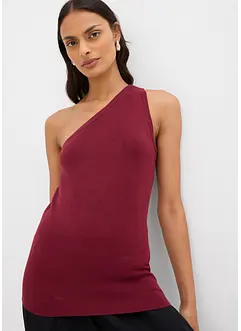 Pletený top s odhaleným ramenem, z viskózové směsi, bonprix