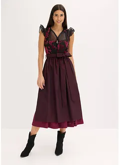 Kroj ve stylu dirndl se sametem, v délce midi (2dílná souprava), bonprix