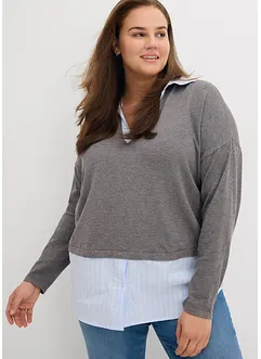 Svetr z jemné pleteniny, s halenkovou vsadkou, bonprix