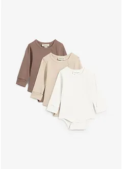Body s dlouhým rukávem, z čisté bavlny, roste s dítkem (3 ks v balení), bonprix