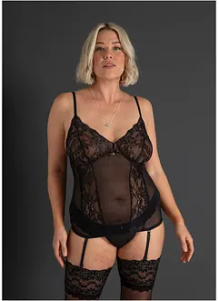 Podvazkový top + kalhotky String ouvert (2dílná souprava), bonprix