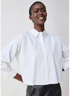 Krátká oversize halenka s podílem hedvábí, bonprix