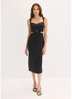 Midi šaty ze splývavého saténu, bonprix
