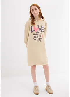 Teplákové šaty s kapucí, z čisté organické bavlny, bonprix