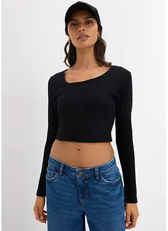 Krátké žebrované triko, bonprix