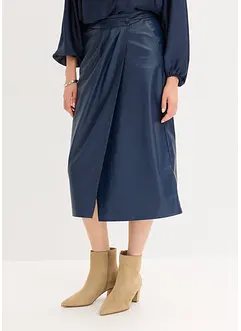 Zavinovací midi sukně z imitace kůže, bonprix