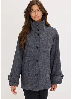 Dlouhý kabanový kabátek s vlněným vzhledem, bonprix