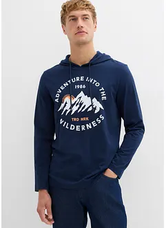 Triko s dlouhým rukávem a kapucí, z čisté organické bavlny, bonprix