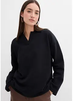 Mikina s pleteným límcem pólo, z organické bavlny, bonprix