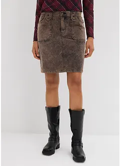Krátká manšestrová sukně se sepraným vzhledem, bonprix