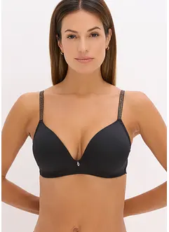 Vyztužená podprsenka bez kostic, s třpytivými ramínky, bonprix