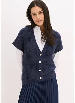 Pletená vesta s ozdobnými knoflíky a podílem vlny, bonprix